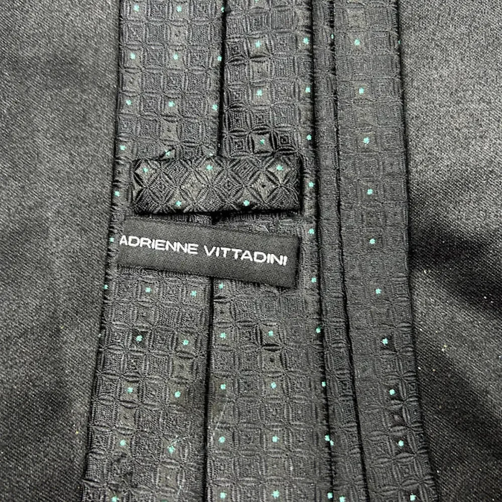 Adrienne Vittadini‎ Black Tie Teal Polka Dot Pattern Mens Neck Tie